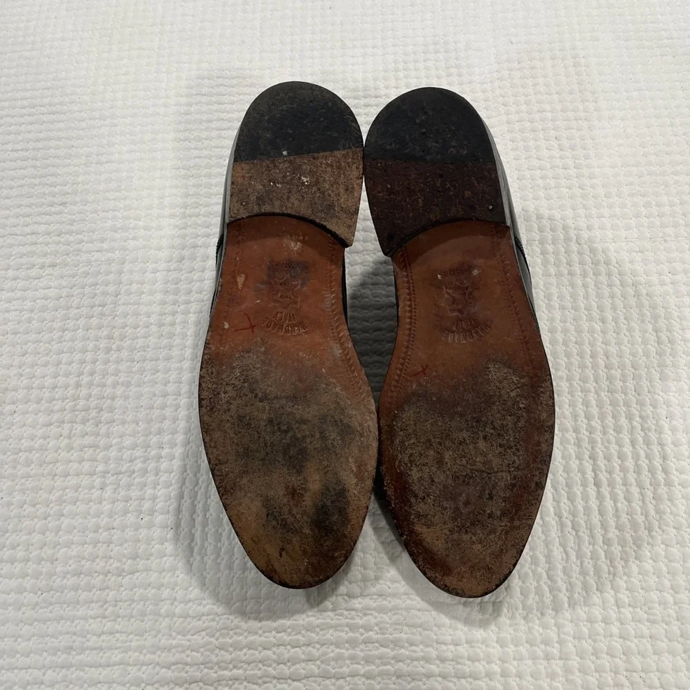 Stanley Blacker Leather Shoe Wingtip Handmade Italy  Men's Sz 9.5N Oxford